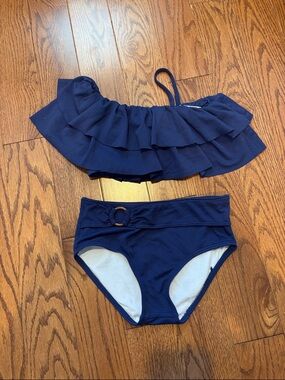 Janie and Jack Navy Blue Ruffle Two-Piece Bikini